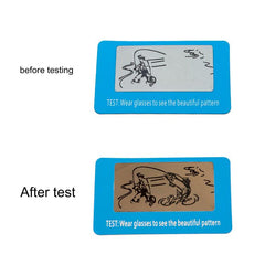 Polarization test card for compatible polarized eyewear, product detail