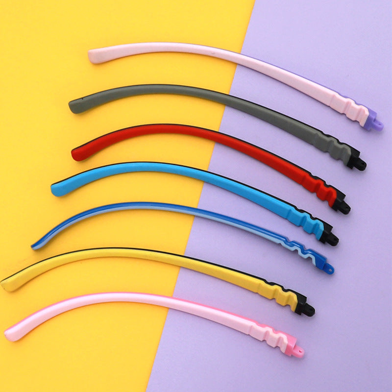 Silicone replacement temple arms for kids eyeglasses, fit and shape detail