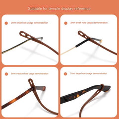 Sports eyeglass strap connector and adjustment detail