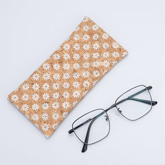 Soft eyeglass pouch with squeeze-top closure, product detail view
