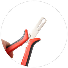 Rimless eyeglass plug cutting and disassembly pliers, close-up detail