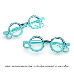 Optical trial frame with lens holders and nose support, additional view