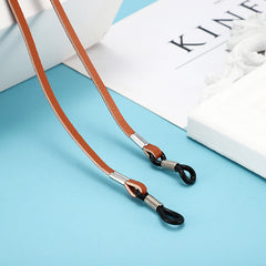 Adjustable braided eyeglass neck straps, fit and connector detail