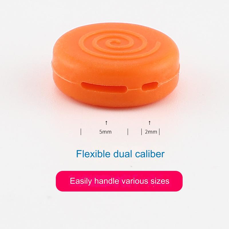Compact round silicone eyeglass temple grip detail for compatible frames
