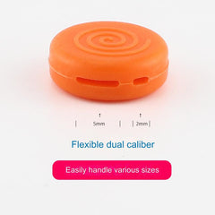 Compact round silicone eyeglass temple grip detail for compatible frames