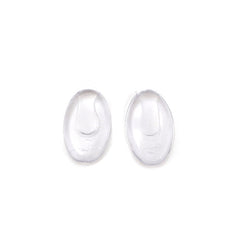Silicone plug-in eyeglass nose pads, mounting and size detail