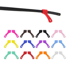 Curved silicone eyeglass ear hooks, close-up product detail