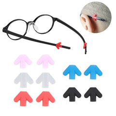 Flexible silicone eyeglass temple grips, fit and opening detail