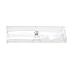 Transparent PVC eyeglass cases with snap closure, product detail view