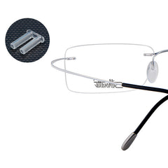 Clear compression sleeves for compatible rimless eyeglass repair, fit detail