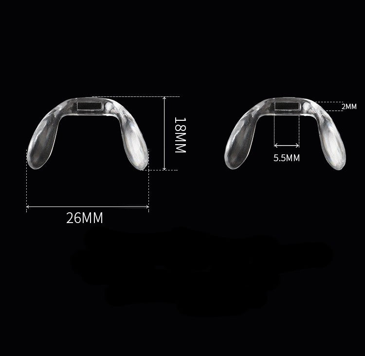 Silicone saddle bridge replacement nose pads, fit and mounting detail