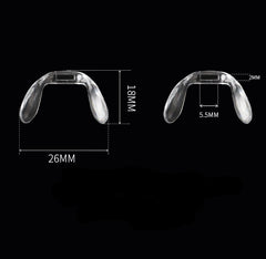 Silicone saddle bridge replacement nose pads, fit and mounting detail