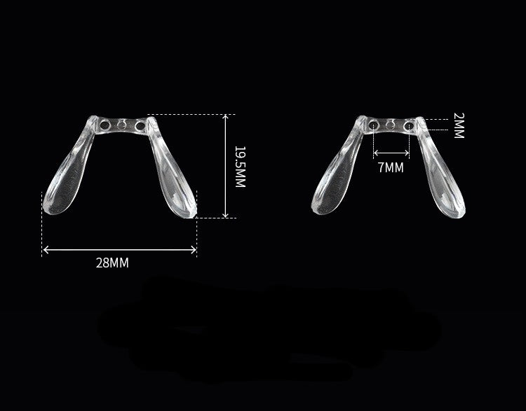 Saddle bridge nose pads, shape and dimension detail