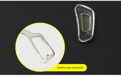 Silicone push slide-in nose pads, mounting and fit detail