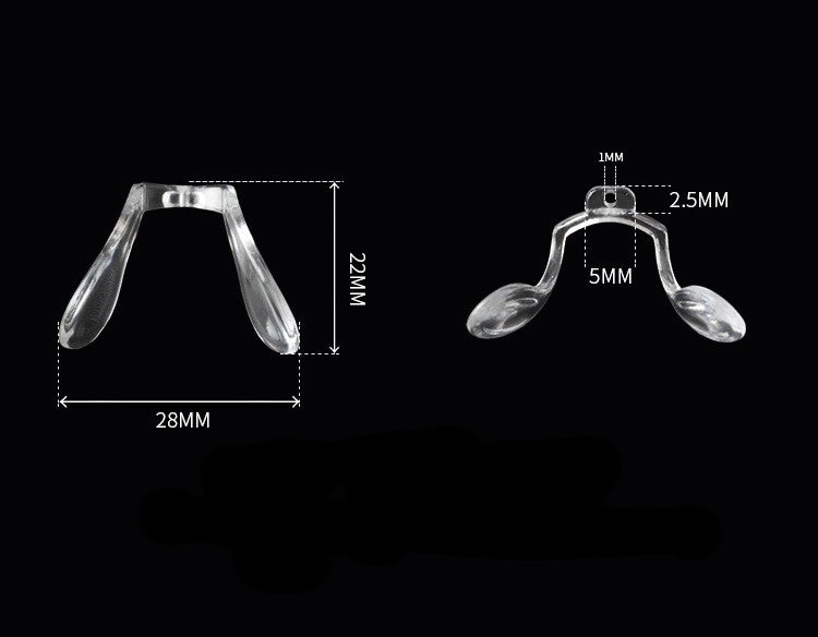 Saddle bridge replacement nose pads, close-up mounting detail