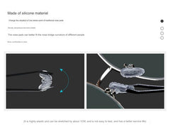 Silicone air-chamber screw-in nose pads, screw position and fit detail