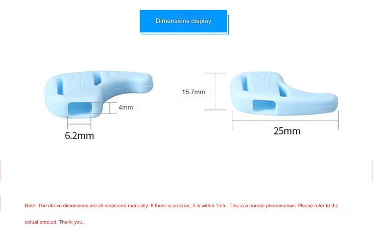 Compact silicone temple grips, fit and shape detail