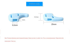 Compact silicone temple grips, fit and shape detail