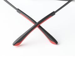 Silicone temple end tips for square thin metal frames, fit detail