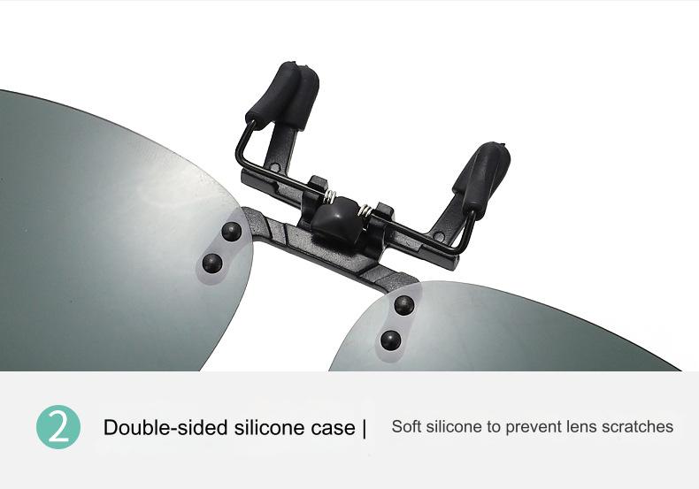 Flip-up clip-on sunglasses, clip mechanism detail