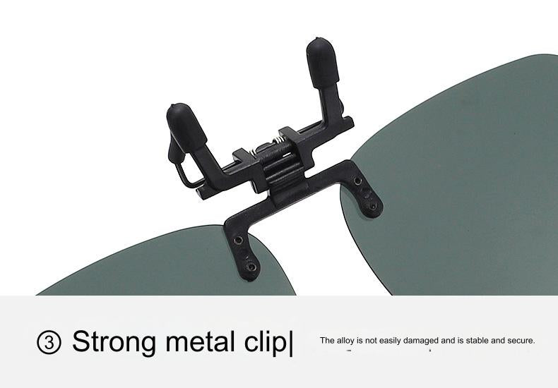 Polarized flip-up sun lenses for compatible eyeglasses, lens view