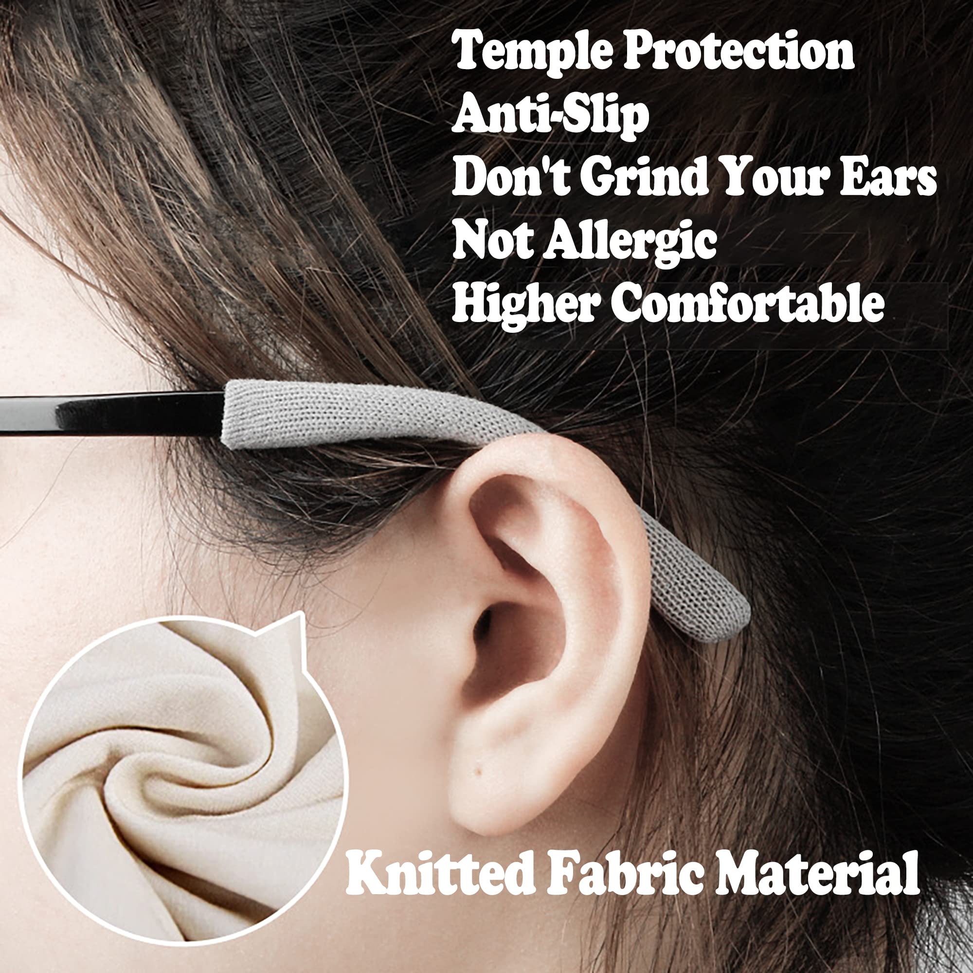 Eyeglass temple cushion sleeves, shape and texture detail