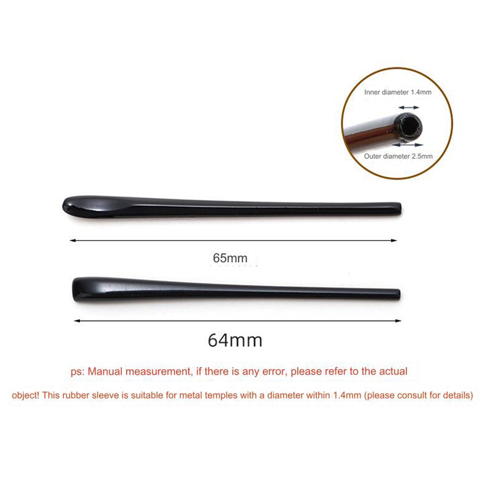 Black acetate sunglass temple end tips, alternate view