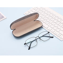 Fabric-covered hard eyeglass case, product detail view