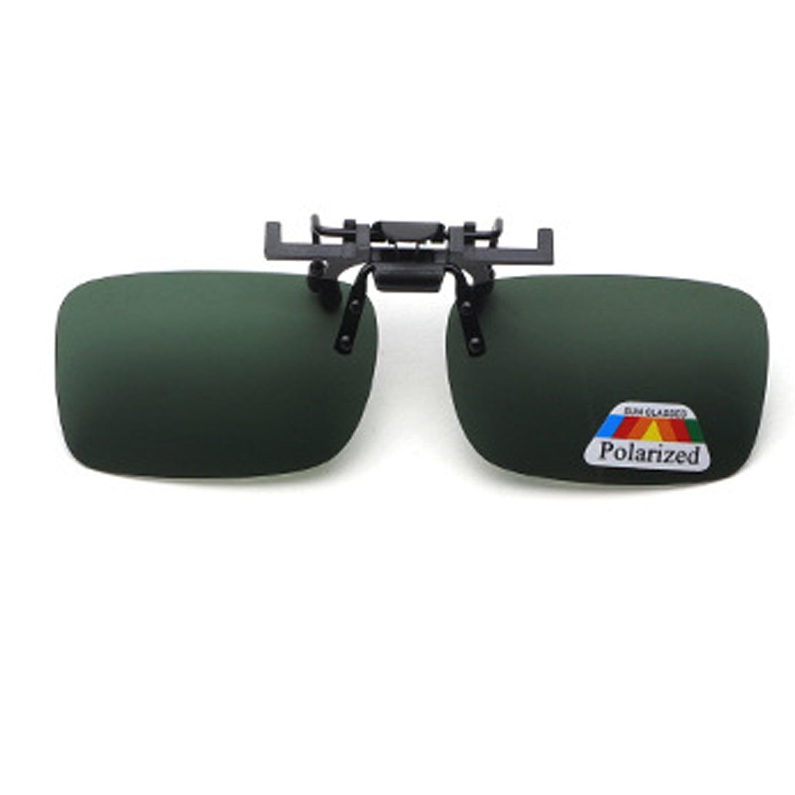 TAC polarized clip-on sunglasses, lens and clip detail