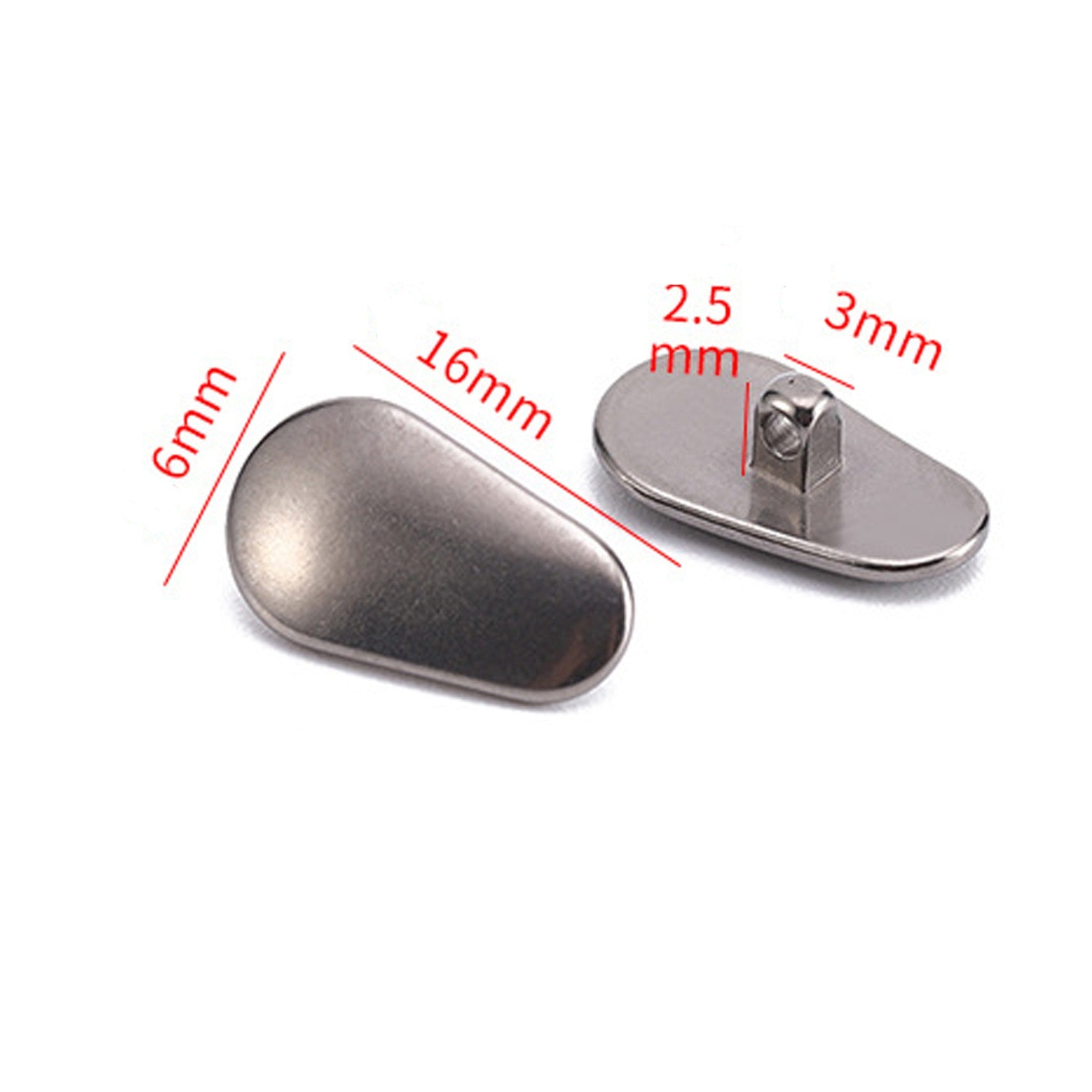 Titanium screw-in replacement nose pads, side profile detail