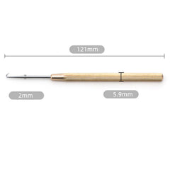 Bent-tip puller hook tool, handle and hook detail