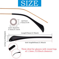 70mm eyeglass temple end tips, product detail view