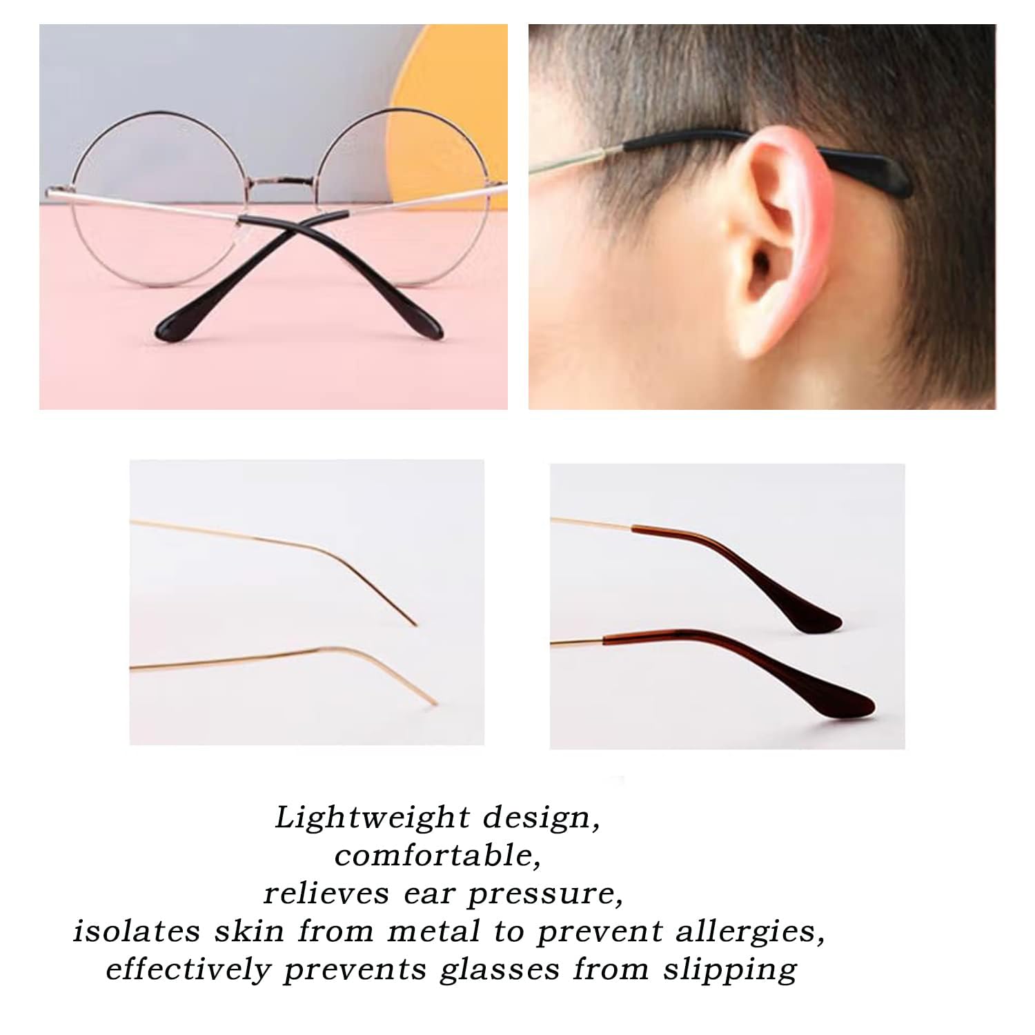 70mm plastic eyeglass temple end tips, fit and opening detail