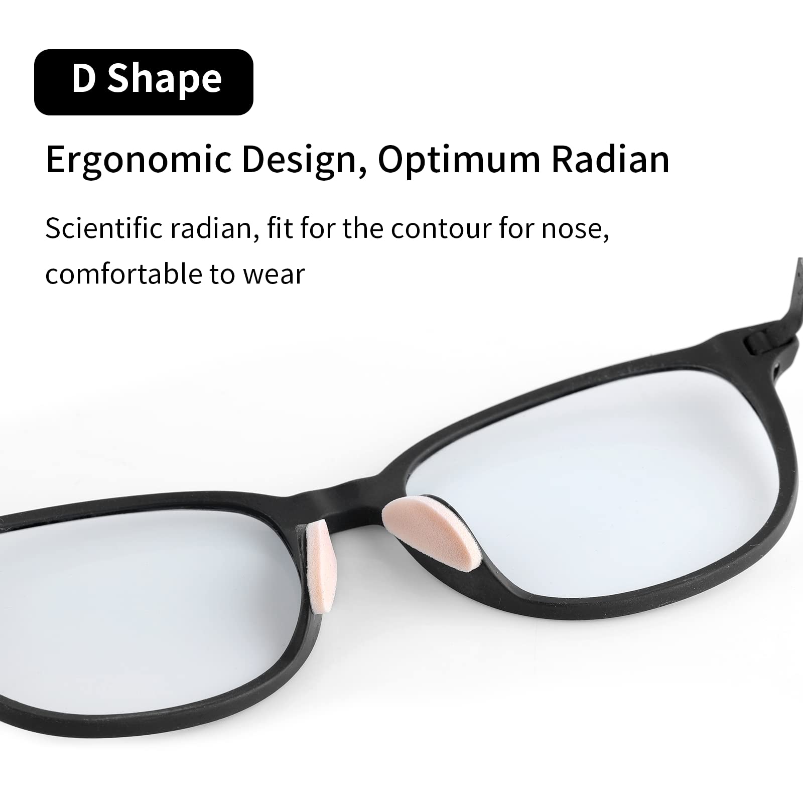 Soft foam adhesive eyeglass nose pads, product detail view