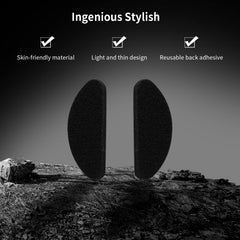Soft foam stick-on nose pads for eyeglasses, black detail view