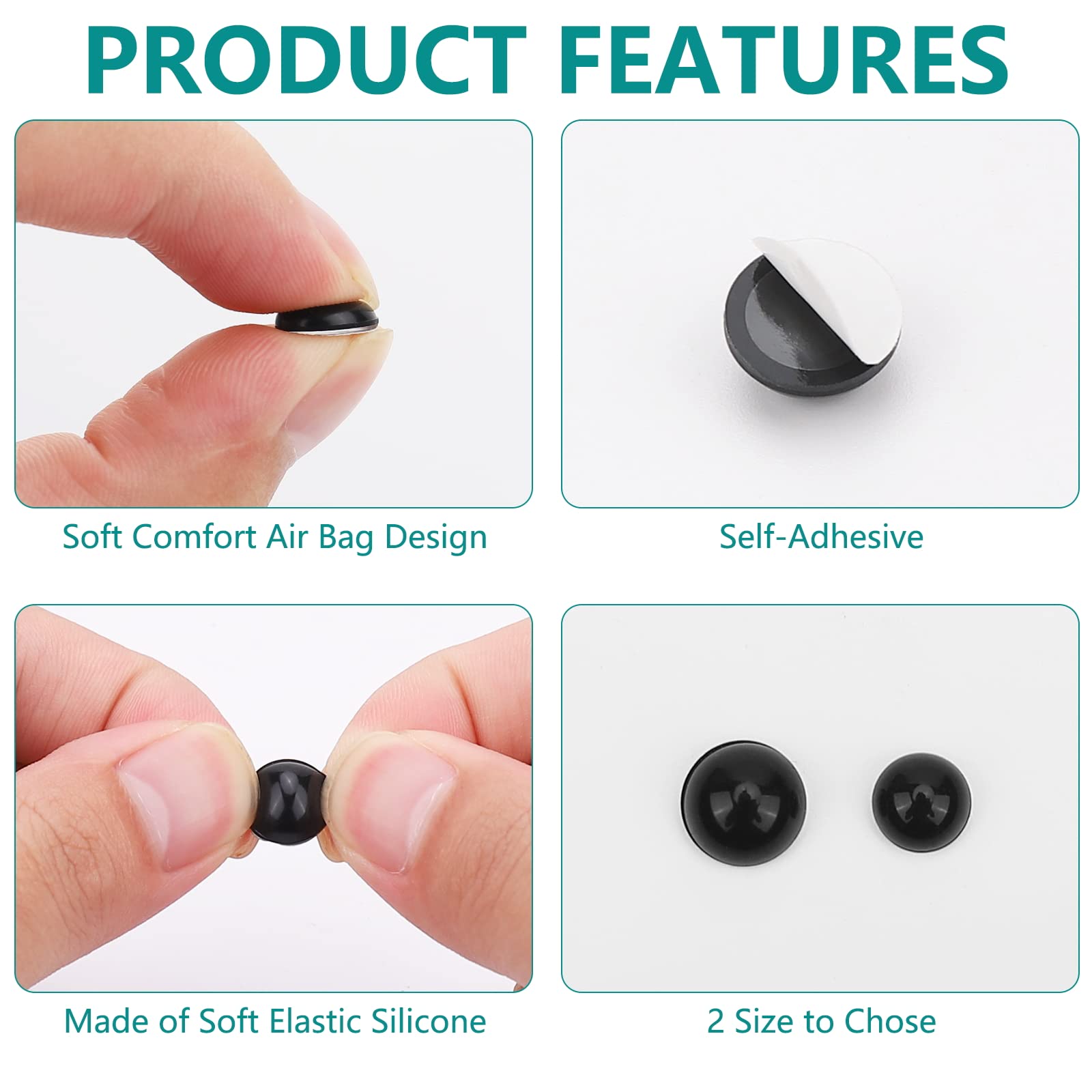 Round adhesive air-cushion nose pads, fit and application detail