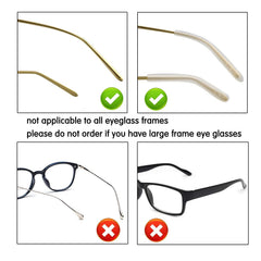 Silicone temple end tips for thin metal eyeglasses, close-up view