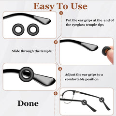 Silicone eyeglass retainer grips, fit and shape detail