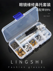 Eyeglass nose pad assortment kit components, alternate view