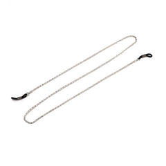 Metal eyeglass chain holders with silicone end loops, connector detail