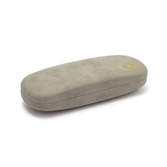 Fabric-covered hard eyeglass case, closure and shell detail