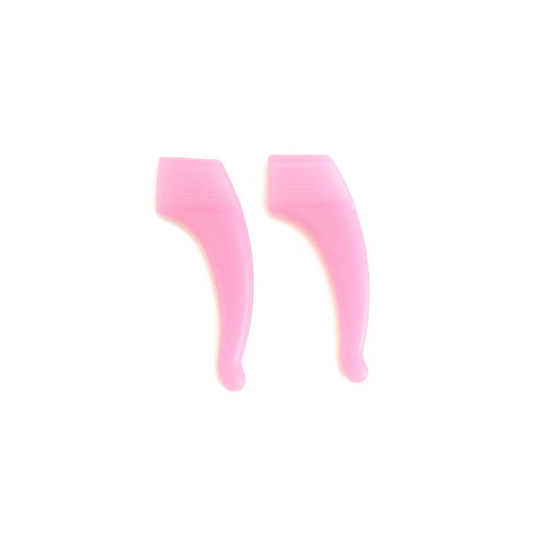 Silicone eyeglass temple retainers, close-up detail