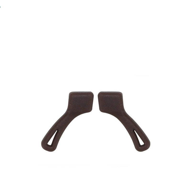 Brown curved silicone eyeglass ear hooks, 5-pack