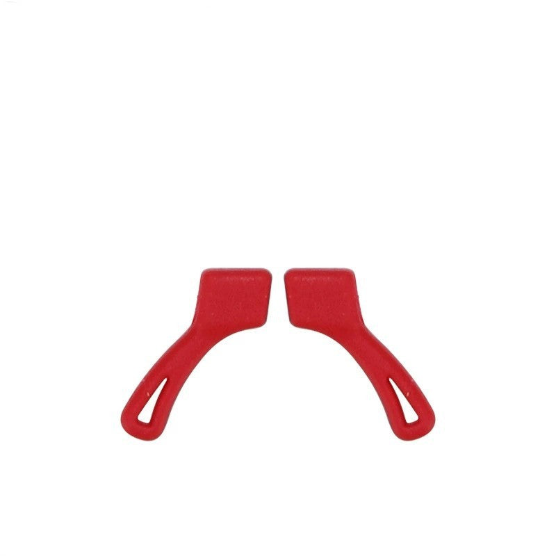 Red curved silicone eyeglass ear hooks, 5-pack