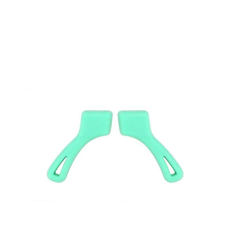 Green curved silicone eyeglass ear hooks, 5-pack