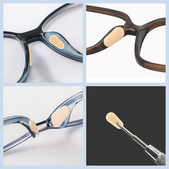 Skin-tone thin soft foam adhesive eyeglass nose pads, side detail