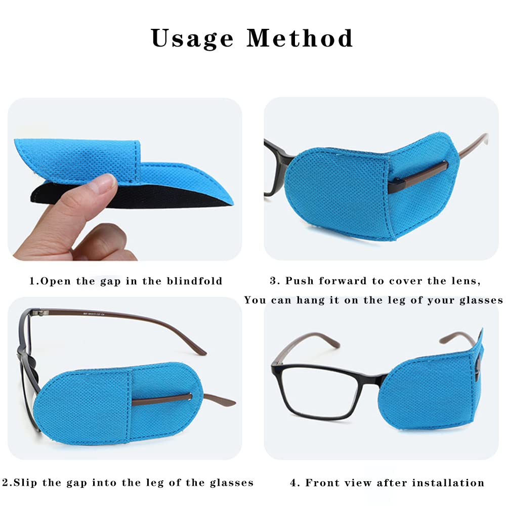 Blue reusable eyeglass lens cover patch, fit detail