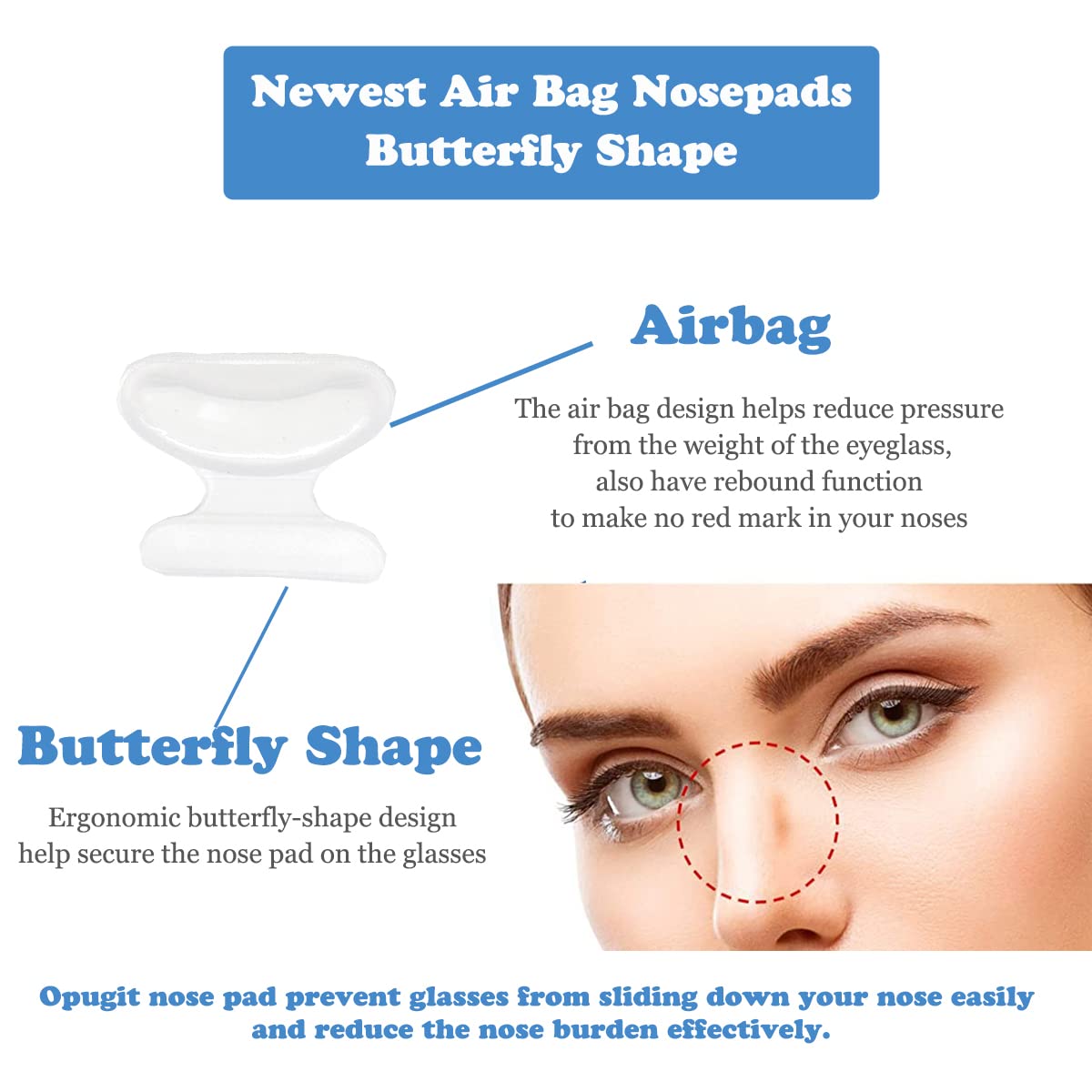 Butterfly adhesive silicone nose pads, thickness detail
