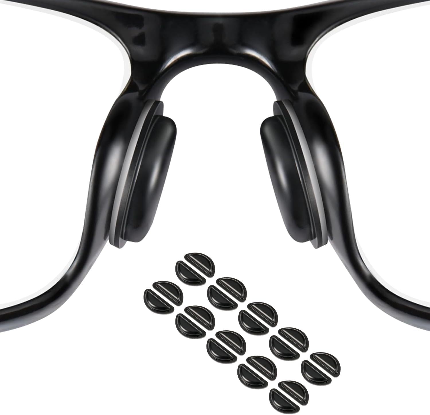 Black D-Shaped Nose Pads — 4 Pairs accessory package; glasses not included