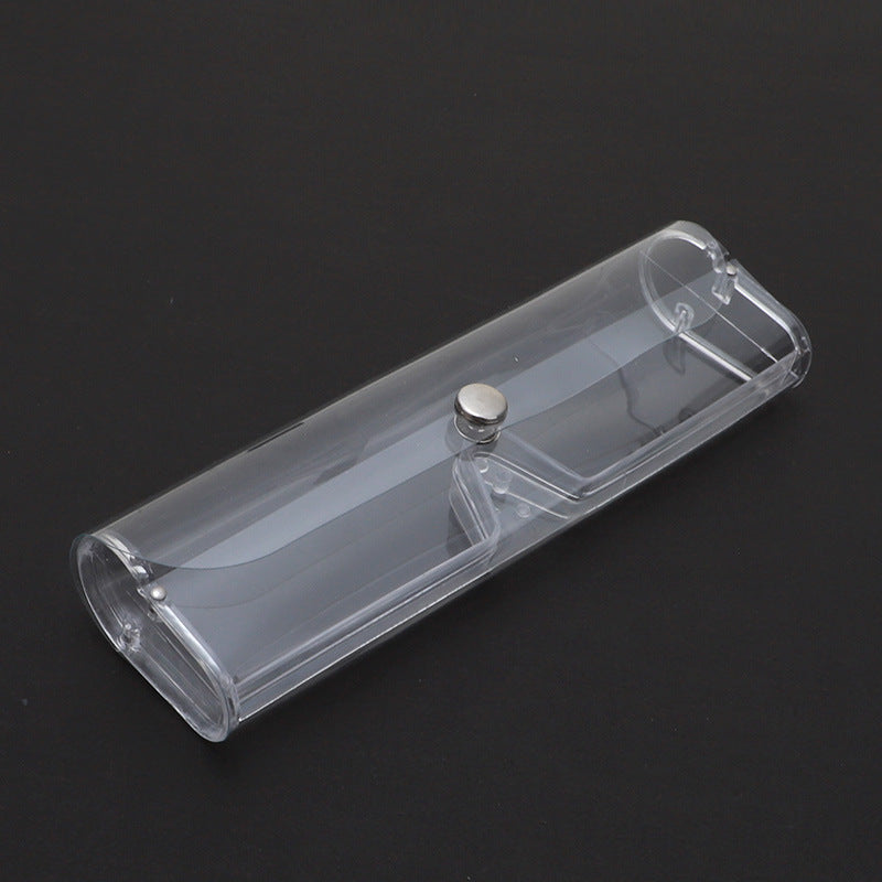 Transparent PVC Eye Glasses Case Hard Boxes Spectacle Cases, Clear Reading Glasses Cases, Snap-button Closure Holder